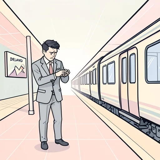 彼が遅刻した。なぜなら電車が遅れたからだ - Bildwörterbuch