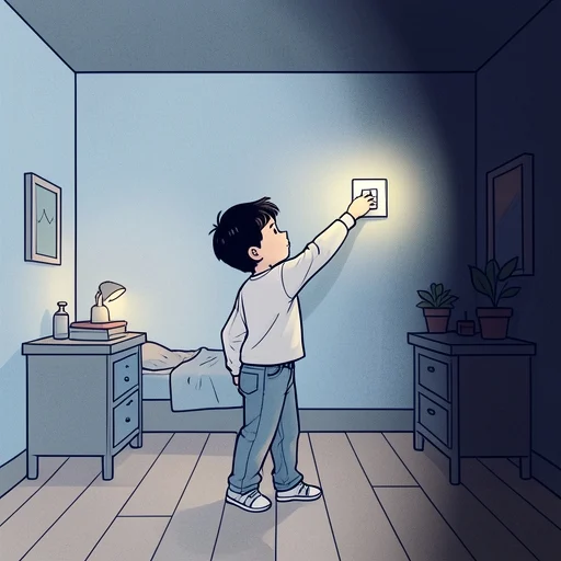 彼が電気を消しました。 - Từ điển minh họa