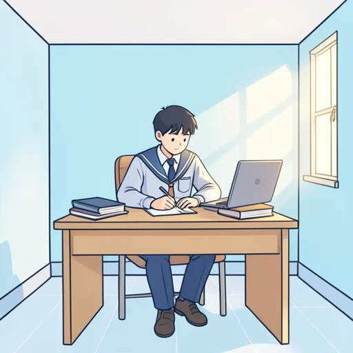 彼が学生だったのは知っています。 - 그림 사전