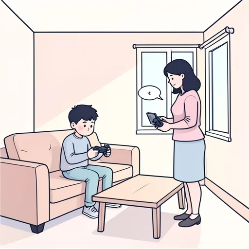 彼、ゲームに夢中で全然聞いてない - Bildwörterbuch