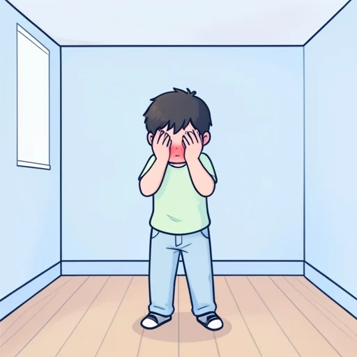 彼、恥ずかしさで顔が真っ赤になった - Bildwörterbuch