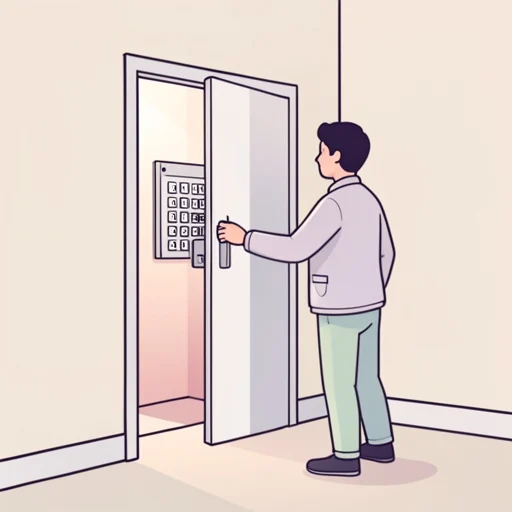 彼、秘密のコードを入力して開けた - Bildwörterbuch