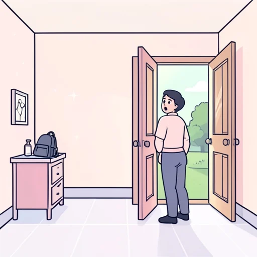 彼、家を出た途端に忘れ物に気づいた - Bildwörterbuch