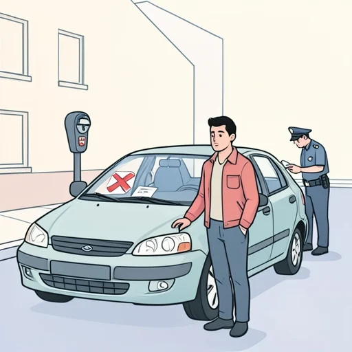彼、違法駐車で切符切られた - Bildwörterbuch