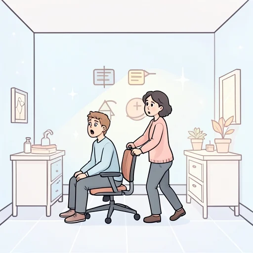 彼、いたずらで同僚の椅子を引いた - Bildwörterbuch