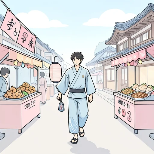 彼、地元の祭に参加した - Bildwörterbuch