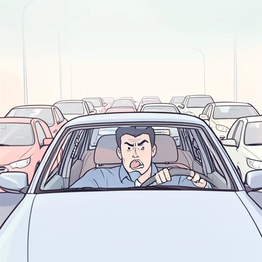 彼、渋滞にいらいらしてクラクションを鳴らした - Bildwörterbuch