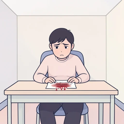 彼、紙のインクが滲んで読めなくなった - Bildwörterbuch