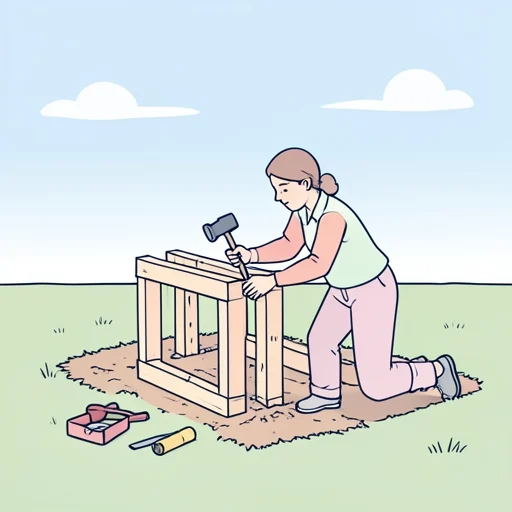 彼女は空き地に家を建てた - Bildwörterbuch