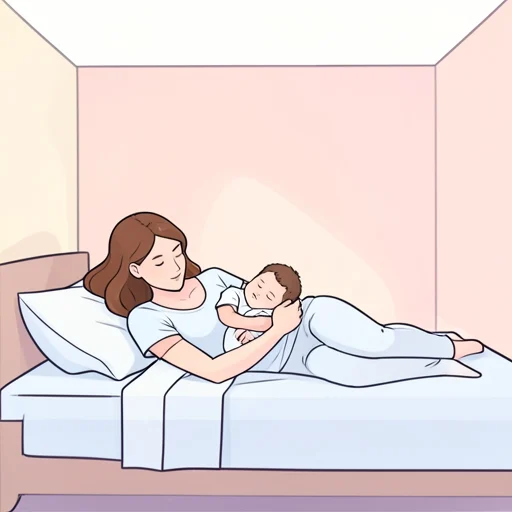 彼女は子供を抱いて寝た - Bildwörterbuch