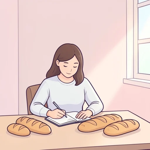 彼女はパンの種類を記録してる - Bildwörterbuch