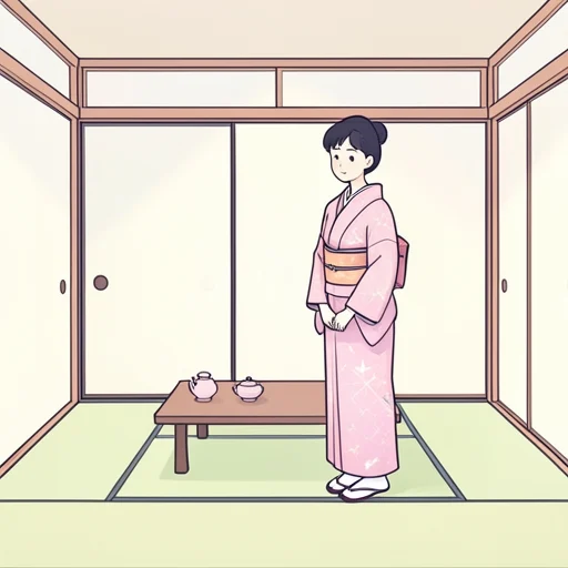 彼女は足袋で和服を着てる - Bildwörterbuch