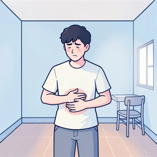 彼の胃が痛み出した - Bildwörterbuch