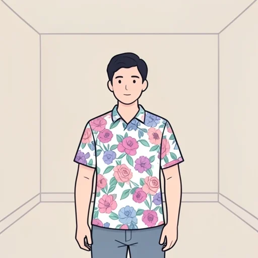 彼のシャツには花柄の模様がある - Bildwörterbuch