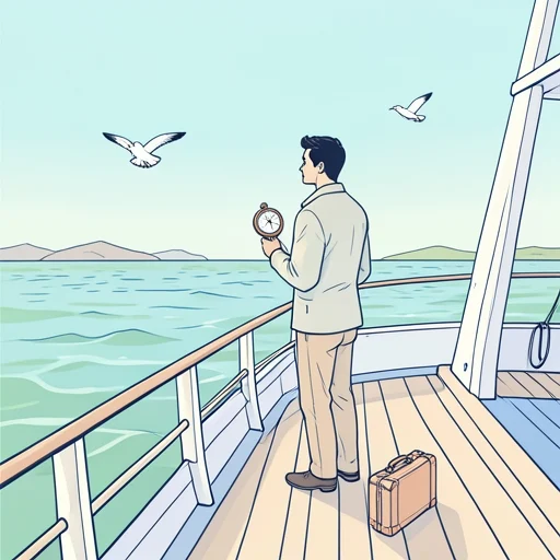 彼は航海で世界中を旅した - Bildwörterbuch