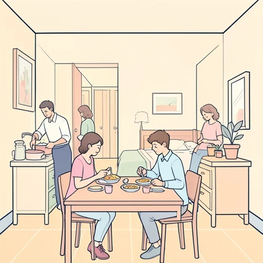 彼は成人してからも親元を離れなかった - Bildwörterbuch