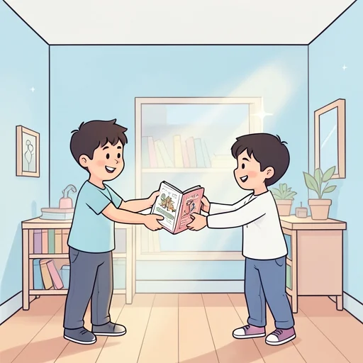 彼は友人に本を貸した - Bildwörterbuch