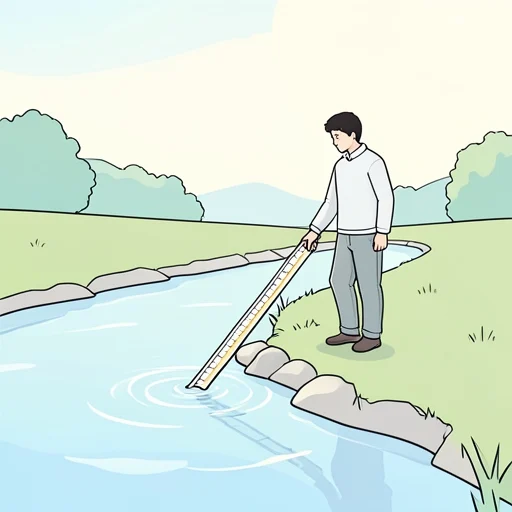 彼、川の深さを測ってから渡った - Bildwörterbuch
