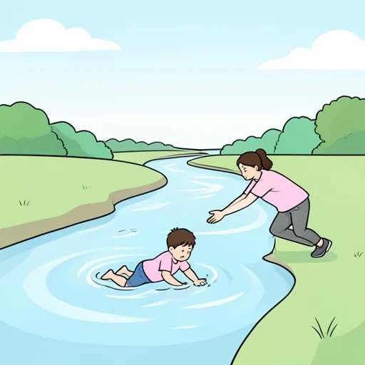 彼、子供が川で溺れそうになった - Bildwörterbuch
