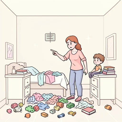 彼、子供の部屋が散らかっていて彼女は何度叱っても直らない - Bildwörterbuch