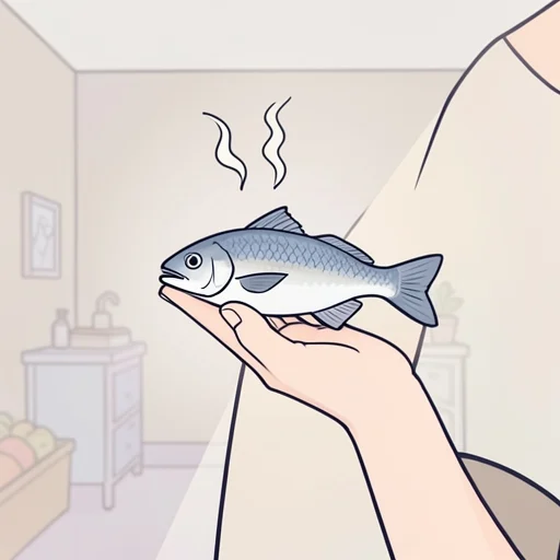 彼、この魚は変な臭いがする - Bildwörterbuch