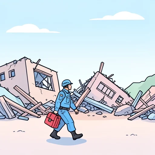 彼は救助隊の一員として被災地に向かった - Bildwörterbuch