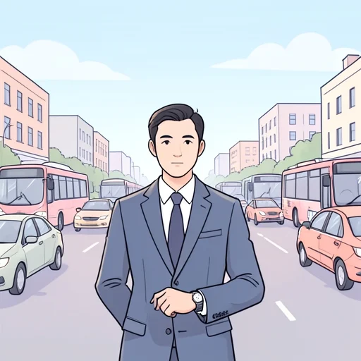 彼、道が混雑してて彼は遅れた - Bildwörterbuch