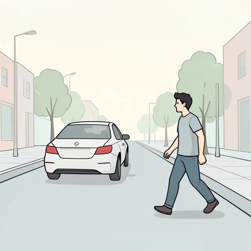 彼、道の端に寄って車を通した - Bildwörterbuch
