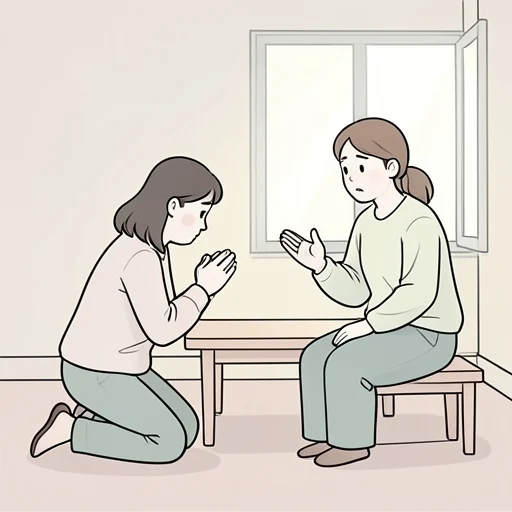 彼に苦労をかけたことを謝りたい - Bildwörterbuch