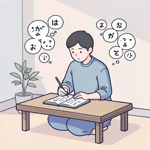 彼、日本語の助詞の使い方が独特だ - Bildwörterbuch