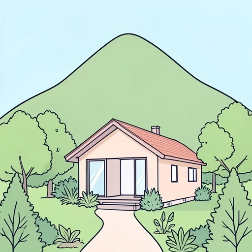 彼の別荘は山の麓に建っている - Bildwörterbuch
