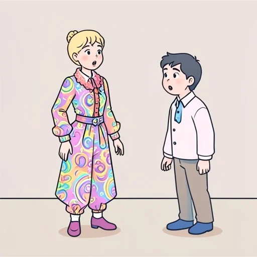 彼の服装は派手でまるで舞台の衣装のような模様だった - Bildwörterbuch