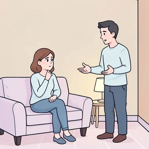 彼の話を聞いて彼女はどう反応していいか困ってた - Bildwörterbuch