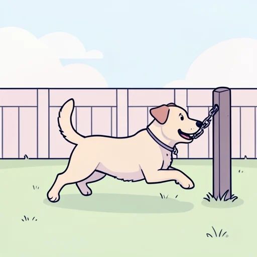 彼の犬が鎖を放れて走ってった - Bildwörterbuch