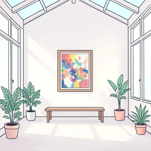 彼の絵画が展示されてる - Bildwörterbuch