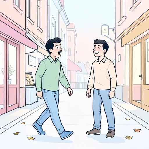 彼の旧友と偶然街で会った - Bildwörterbuch
