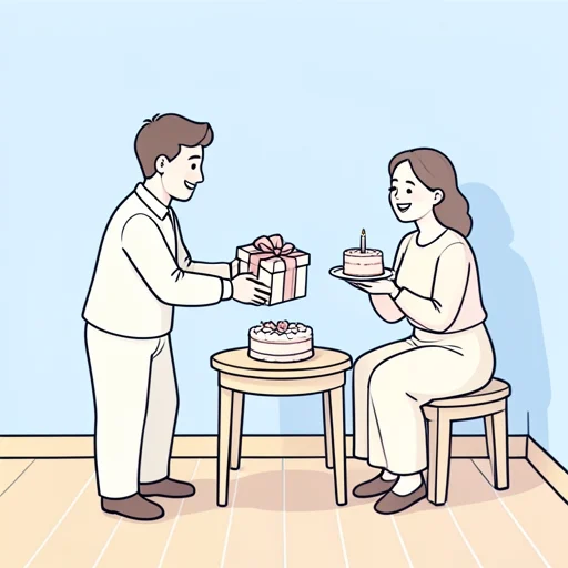 彼のお祝いをした - Bildwörterbuch