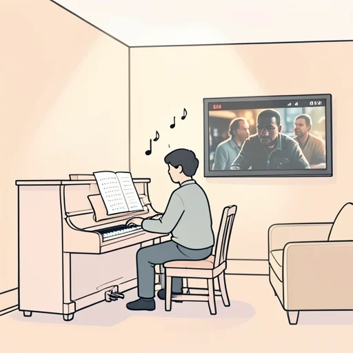 彼の作曲した曲が映画に使われてる - Bildwörterbuch