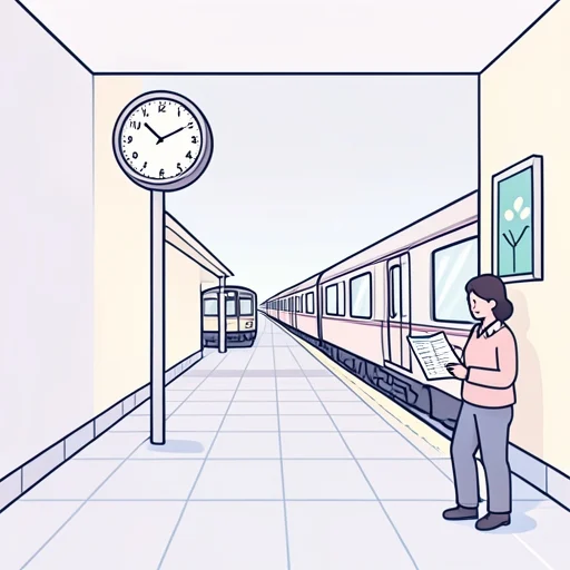彼、列車の間隔は10分だ - Bildwörterbuch