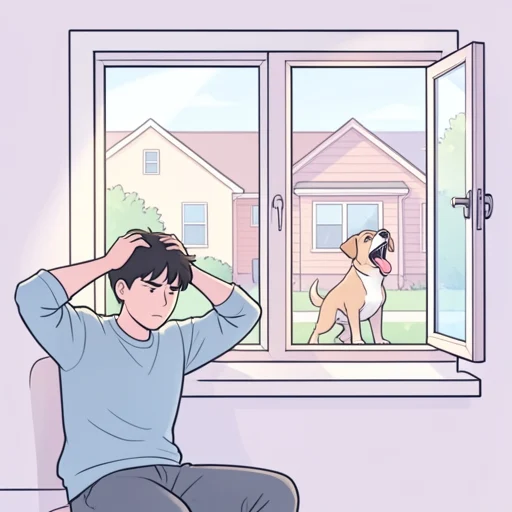 彼、隣人の犬が憎いくらい吠える - Bildwörterbuch