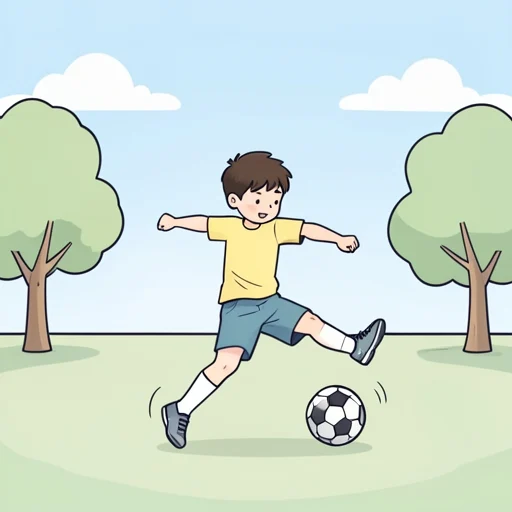 彼、サッカーボールを蹴るのが上手い - Bildwörterbuch
