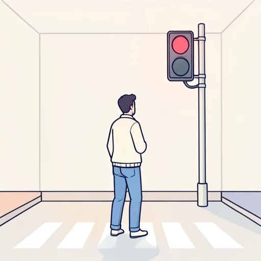 彼、信号が青に変わるまで待った - Bildwörterbuch