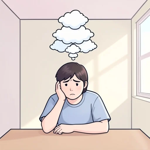 彼、心配事が頭の中に溜まっていった - Bildwörterbuch
