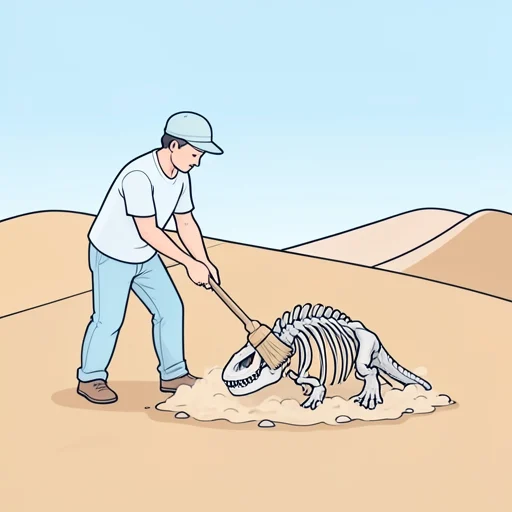 彼、新種の恐竜の化石を発見した - Bildwörterbuch