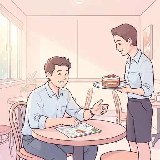 彼、食後にデザートを頼んだ - Bildwörterbuch