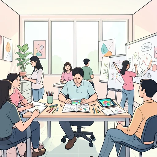 彼は創造性を重視する会社で働いてる - Bildwörterbuch