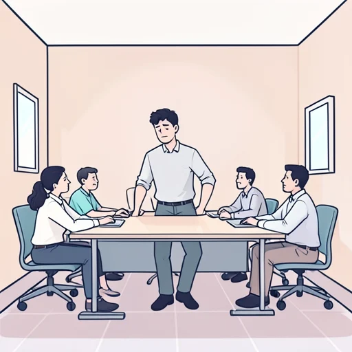 彼、退屈な会議に耐えかねて彼は席を立った - Bildwörterbuch
