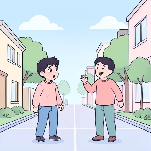 彼とばったり会った - Bildwörterbuch