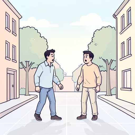 彼とばったり出会った - Bildwörterbuch