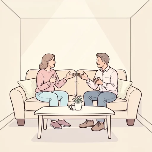 彼との会話が続く - Bildwörterbuch